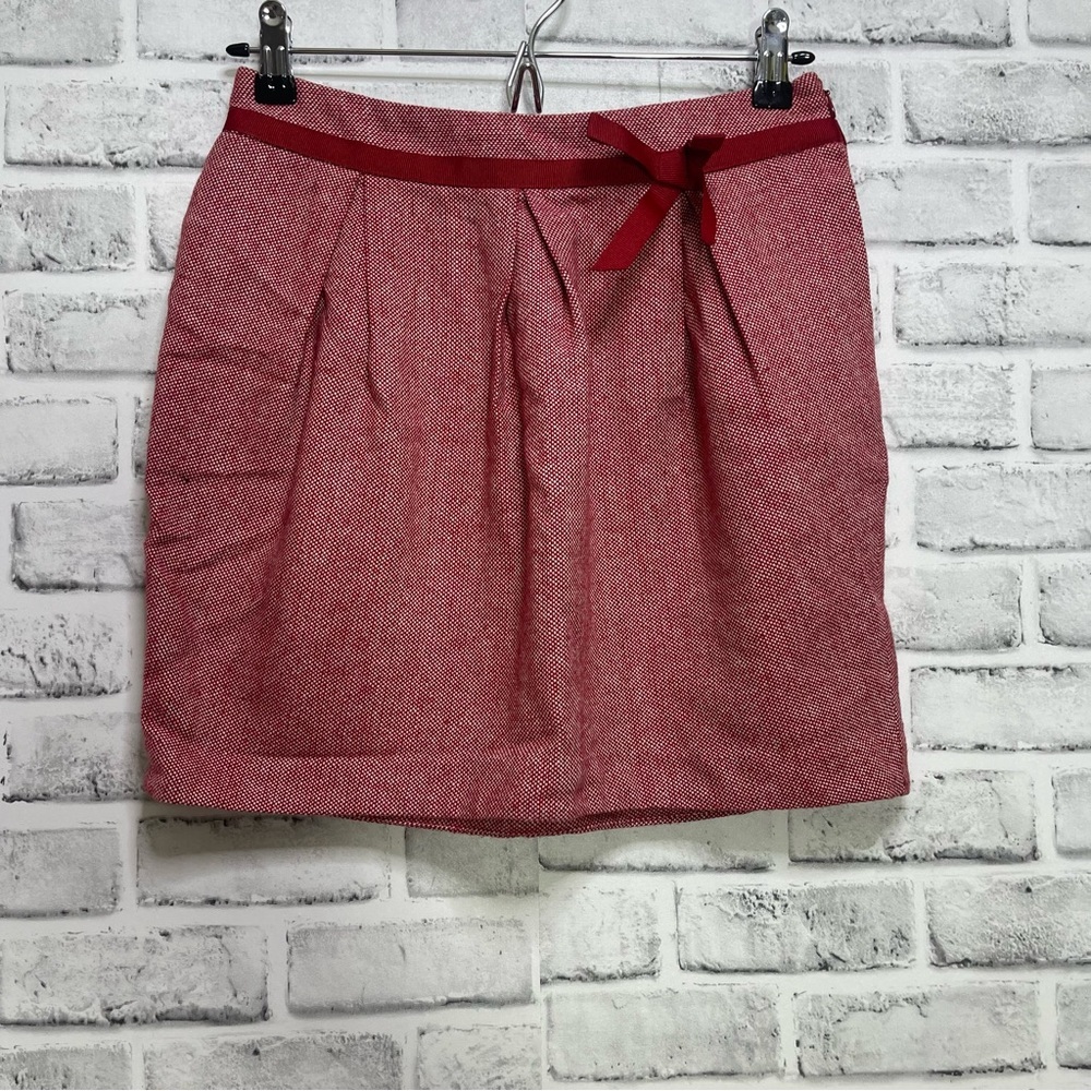 Cato Girls Wool Blend Pleated Front & Back Pockets Bow Detail Skirt 12